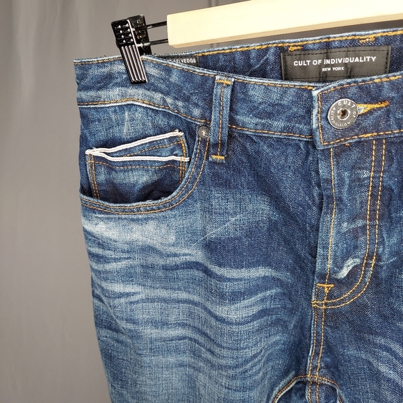 Cult Of Individuality Jean Men 33X30 Greaser Straight Button Fly Japanese Salvag - Picture 8 of 13